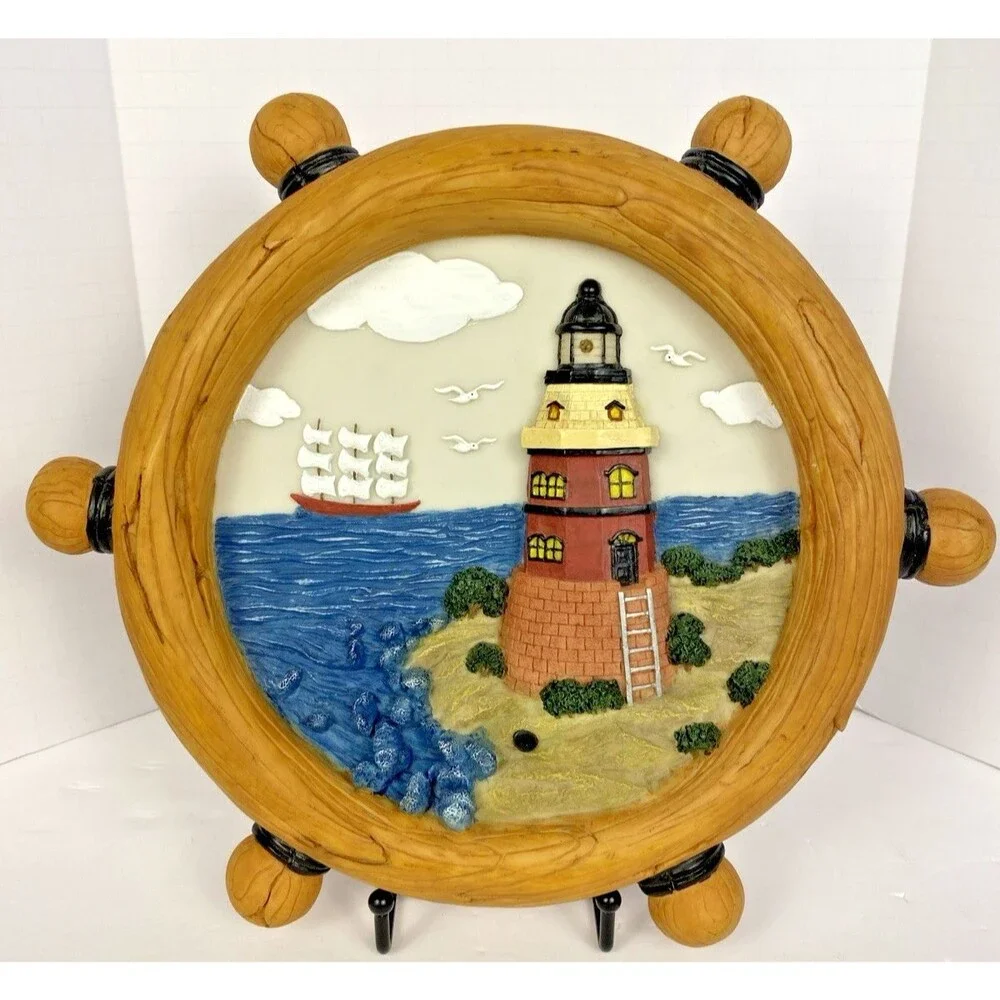 Harbors Edge Collection Ship Wheel Lighthouse w/Motion Sensor Light & Sound Vid